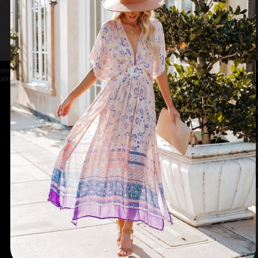 VICI COLLECTION DASON PRINTED KIMONO MIDI DRESS- SOLD OUT ONLINE